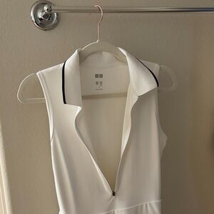 Uniqlo White Sleeveless Dress with Black Trim